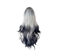 1pc Long Body Wave Black And Gray Ombre Cosplay Wigs Heat Resistant Synthetic Bangs Natural Lolita For Women Halloween(2)