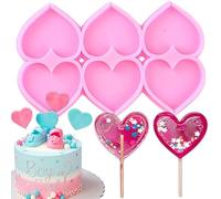 1PC Love Heart Lollipop Silicone Molds Cupcake Topper Fondant Mold Baby Birthday Cake Decorating Tools Chocolate Candy Resin Moulds