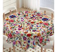 1pc Mantel Vintage - Cubierta Redonda Multicolor con Diseño Floral, Ideal para , Poliéster Duradero para Uso en Interiores/Exteriores, Decoración Tradicional Latina para Cocina y Mesa