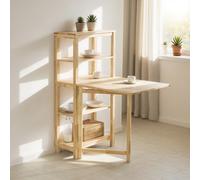 1pc mesa plegable de comedor con estante Mesa de comedor de madera de Mesa plegable Mesa de cocina Mesa de escritorio Mesa de madera para cocina, comedor Altura aproximada: 98x126x60cm - GXU81-O