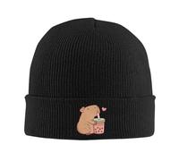 1pc Mono Capibara Adora Bubble Tea Sombrero Tejido para Mujeres Sombrero de Punto para Hombres Gorro de Invierno Acrílico de Dibujos Animados Animales de Piel Caliente