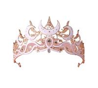 1pc Moon Tiara Queen Crown For Women Star Headpiece Vintage Weddings Elegant Party para Bodas(Gold and White)