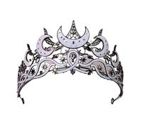 1pc Moon Tiara Queen Crown For Women Star Headpiece Vintage Weddings Elegant Party para Bodas(White and Black)