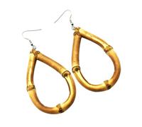 1pc Natural Bamboo Root Dangle Earrings for Women Fashion Ear Jewelry Unique Drop Shape