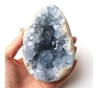 1PC Natural Celestite Crystal Cluster Cielo Azul Geoda Mineral Espécimen Decoración del hogar, 330-350g