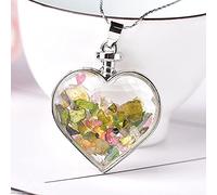 1PC Natural Crystal Glass Pendant Heart Ladies Stone Jewelry Rose Quartz Amethyst Mineral For Women Jewelry Couple Gift-Tourmaline