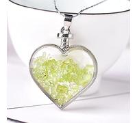 1PC Natural Crystal Glass Pendant Heart Ladies Stone Jewelry Rose Quartz Amethyst Mineral For Women Jewelry Couple Gift-Olivine