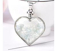 1PC Natural Crystal Glass Pendant Heart Ladies Stone Jewelry Rose Quartz Amethyst Mineral For Women Jewelry Couple Gift-Aquamarine