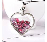 1PC Natural Crystal Glass Pendant Heart Ladies Stone Jewelry Rose Quartz Amethyst Mineral For Women Jewelry Couple Gift-Garnet