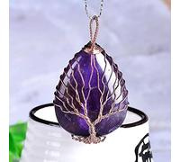 1PC Natural Crystal Rose Quartz Tree Of Life Amethyst Pendant Mineral Jewelry Couple Decoration DIY Gifts Accessories Women-Amethyst