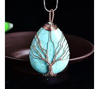 1PC Natural Crystal Rose Quartz Tree Of Life Amethyst Pendant Mineral Jewelry Couple Decoration DIY Gifts Accessories Women-Turquoioses