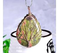 1PC Natural Crystal Rose Quartz Tree Of Life Amethyst Pendant Mineral Jewelry Couple Decoration DIY Gifts Accessories Women-Unakite