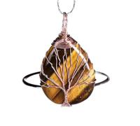 1PC Natural Crystal Rose Quartz Tree Of Life Amethyst Pendant Mineral Jewelry Couple Decoration DIY Gifts Accessories Women-Tigers Eye