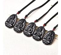 1pc Natural Negro Obsidian Obsidian Tallado Buda Colgante Lucky Amulet Energy Stone Beads Collar Joyería de Moda-Entrega aleatoria_2pcs