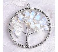 1PC Natural Stone Crystal Tree Of Life Pendant Colourful Mineral Jewelry Rose Quartz for Men Women Jewelry Chakra Gift-Opal