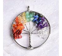 1PC Natural Stone Crystal Tree Of Life Pendant Colourful Mineral Jewelry Rose Quartz for Men Women Jewelry Chakra Gift-Colourful
