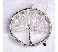 1PC Natural Stone Crystal Tree Of Life Pendant Colourful Mineral Jewelry Rose Quartz for Men Women Jewelry Chakra Gift-Rock Crystal Quartz