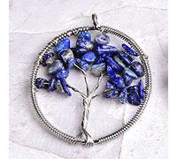 1PC Natural Stone Crystal Tree Of Life Pendant Colourful Mineral Jewelry Rose Quartz for Men Women Jewelry Chakra Gift-Lazuli