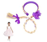 1pc para niños de cabello Princesa Elsa Long Wig Cosplay Wig Biged Band Tabla Vestida Accesorios Cabello trenzado para niñas para niños (morado) ...