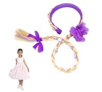 1pc para niños de cabello Princesa Elsa Long Wig Cosplay Wig Biged Band Tabla Vestida Accesorios Cabello trenzado para niñas para niños (morado)