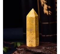1pc Piedra natural Punta de cristal Obelisco Varita de cuarzo amarillo Hermoso adorno para la decoración del hogar Energy Stone Pyramid-Yellow Stone_70-80mm