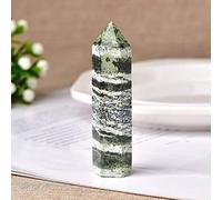 1pc Piedra natural Punta de cristal Rayas de cebra verde Curación Obelisco Torre de varita de cuarzo para decoración del hogar Reiki Piedra pirámide regalo-Verde army_60-70mm