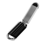 1pc pincel plegable plegable con espejo, cepillo de viaje de viaje de compacto Mini masaje peine para mujeres y hombres, negro.