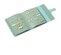 1PC PU Leather Ear Stud Storage Bag Multi-layer Jewelry Finishing Organizer Book Type For Earrings Rings Para Anillos, Collares, Pendientes Y Pulseras(Green)