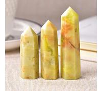 1pc Punto de cristal natural Flor Jade Obelisco Varita de cuarzo Adorno amarillo para la decoración del hogar Pirámide de piedra energética Regalo-Flor Jade_60-70mm