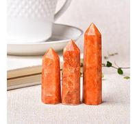 1pc Punto de cristal natural Piedra del sol Piedra de cuarzo Torre Naranja Adorno de varita para la decoración del hogar Piedra de energía Pirámide-Sunstone_60-70mm