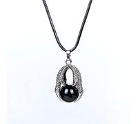 1pc Retro Style Dragon Claw Black Onyx Round Stone Ball Beads Pendant Choker Necklaces Women Men Jewelry