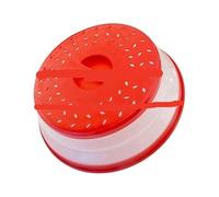 1pc Se Puede Calentar En Horno Microondas Cubierta Multifuncional De Silicona Plegable Cubierta De Alimentos Aceite Y Cubierta Redonda A Prueba De Salpicaduras(Red)