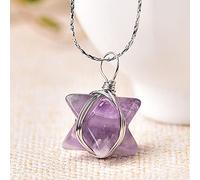 1PC Simple Natural Crystal Quartz Merkaba Pendant Stone Pendulum Necklace Women Jewelry Amulet Mineral Ornaments Gift-Amethyst