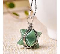 1PC Simple Natural Crystal Quartz Merkaba Pendant Stone Pendulum Necklace Women Jewelry Amulet Mineral Ornaments Gift-Aventurine