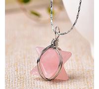 1PC Simple Natural Crystal Quartz Merkaba Pendant Stone Pendulum Necklace Women Jewelry Amulet Mineral Ornaments Gift-Rose Quartz