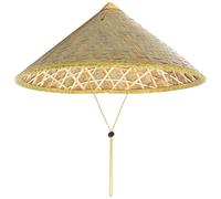 1pc sombrero chino de 14 pulgadas sombrero de arroz oriental bambú cónico con tourismo de paja de cuerda ajustable tour de lluvia, accesorio de disfraces de agricultor de arroz cónico tejido, amarill