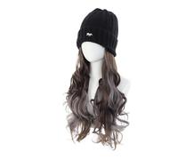 1pc Synthetic Hat Wig Beanies with Hair Wigs Long Wavy Warm Soft Ski Knitted Autumn Winter Cap For Women Christmas New Year(-9-6A)