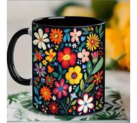1pc Taza de Cerámica de 11 Onzas con Estampado Floral - Taza Duradera para Café y Té en Casa, Oficina, Fiestas & - Regalo para , Pascua, Día de San Valentín, Vajilla Artística, Acabado de Calidad