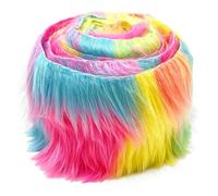 1PC Tela de Piel Sintética Arcoíris 5 cmx150 cm, Tiras Precortadas de Pelo Largo, Decoración Mullida para Barbas de Gnomos, Disfraces de Navidad y Manualidades DIY