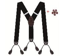 1pc Tirantes Vintage para Hombres Boda Fiesta Tuxedo, 1.38 pulgadas de ancho Y-back 6 PU Cuero Ribeteado Botón Extremo, Tirantes Elásticos Ajustables, Regalos para Hombres Papá Esposo