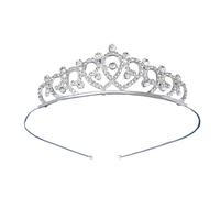 1pc Women Princess Crown Hair Accessory Simple Birthday Party Photography Jewelry Decoration Bar Mitzvah Headband para Bodas(Silvery)