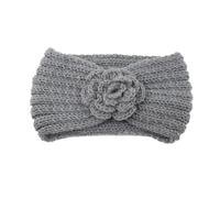1PC Women's Knitted Headband For Autumn And Winter, With Wide Edges To Prevent Slipping, Decorated With Roses(4 Medium Grey)