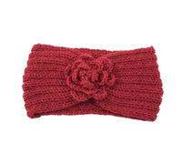1PC Women's Knitted Headband For Autumn And Winter, With Wide Edges To Prevent Slipping, Decorated With Roses(3 Red)