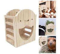 1PC Wooden Guinea Pig Hay Feeder - Rabbits Timothy Hay Manger Trough Feeder for Bunny,Chinchilla, Hamster and Other Small Animals Rabbit Wooden Hay Rack Multi-Functional Manger (A)