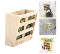1PC Wooden Guinea Pig Hay Feeder - Rabbits Timothy Hay Manger Trough Feeder for Bunny,Chinchilla, Hamster and Other Small Animals Rabbit Wooden Hay Rack Multi-Functional Manger (A)