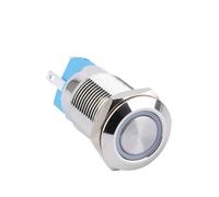 1PCS 12mm LED instantaneous metal button switch 3V 5V 6V12V 24V 220V self-recovery button automatic reset button AUOQKQUT(RED LED_5V)