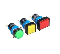1pcs 16mm Red Switch LED Power Signal Plastic Indicator Light Red Green Yellow Blue White Rectangular Circular(Yellow,RECTANGLE_6V_16MM)