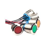 1pcs 19mm Led Waterproof Metal Indicator Light 3V 6V 12V 24V 110V 220V Red/yellow/blue/green/white Equipment With Wire Signal Lamp(110V-220V Green)