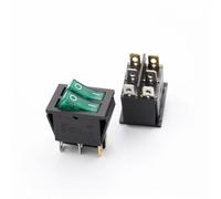 1Pcs 220V switch KCD4 boat-shaped rocker power button on-0ff Double green light HSMXNEONJB