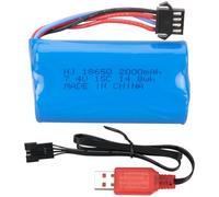 1PCS 7,4V 2000mAh 15C 2S Batería (USB Cable de Carga y SM-4P Enchufe), Compatible con EC08 DE85 RC, Coche, Camión, Barco, Dron, Vehículo de Ingeniería